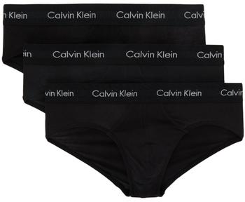 Calvin Klein | 3-Pack Black Cotton Stretch Hip Briefs商品图片,6.1折