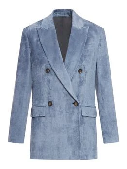 Brunello Cucinelli | double-breasted corduroy blazer,商家Suit Negozi Row,价格¥25170