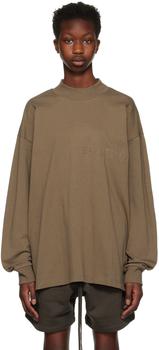 Essentials | Brown Flocked Long Sleeve T-Shirt商品图片,独家减免邮费