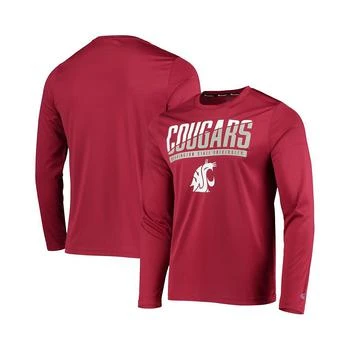 CHAMPION | Men's Crimson Washington State Cougars Wordmark Slash Long Sleeve T-shirt 