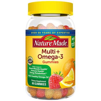 商品Nature Made | 多种维生素 + Omega-3 软糖草莓、柠檬和橙子 口味,商家Walgreens,价格¥138图片