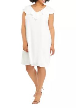 Sandra Darren, Sandra Darren | Plus Size Sleeveless Ruffle Back Clip Dot Dress商品图片 2.5折×额外8.5折, 额外八五折