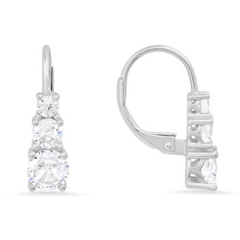 商品Kylie Harper | Sterling Silver 3-Stone Cubic Zirconia  CZ Leverback Earrings,商家Jomashop,价格¥308图片