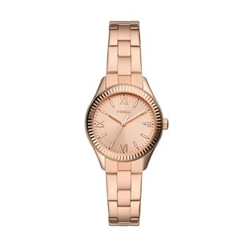 Fossil | Fossil Women's Rye Three-Hand Date, Rose Gold-Tone Stainless Steel Watch 5折, 独家减免邮费