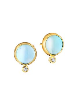 商品Candy 18K Gold, Blue Topaz & Diamond Stud Earrings图片