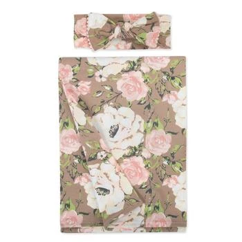 Baby Essentials | Baby Girls Soft Floral Swaddle Wrap Blanket with Matching Headband, 2 Piece Set,商家Macy's,价格¥164