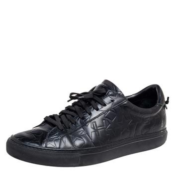 纪梵希男鞋, [二手商品] Givenchy | Givenchy Black Leather Star Embossed Lace Up Sneakers Size 42.5商品图片 3.7折