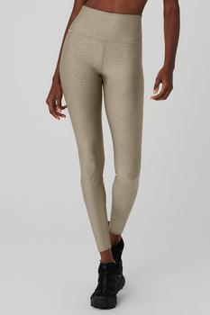 Alo | Airlift High-Waist Leopard Debossed Legging - Gravel商品图片,独家减免邮费