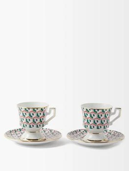 LA DOUBLE J | Set of two Cubi-print porcelain espresso cups,商家MATCHES,价格¥825
