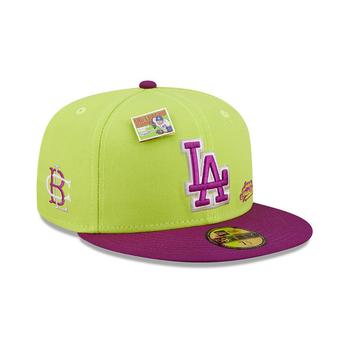 时尚mlb羽绒服男装, New Era | Men's Green and Purple Los Angeles Dodgers MLB x Big League Chew Swingin' Sour Apple Flavor Pack 59FIFTY Fitted Hat商品图片 