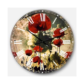 商品Design Art | Designart Floral Oversized Round Metal Wall Clock,商家Macy's,价格¥831图片