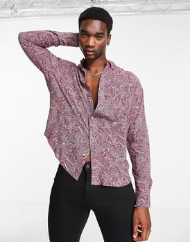 ASOS | ASOS DESIGN revere shirt in rose floral print商品图片,