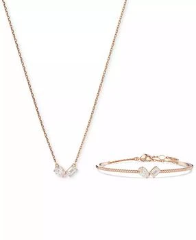 Swarovski | Rose Gold-Tone Mesmera Mixed Cuts Bangle Bracelet & Pendant Necklace Set, 15" + 2-3/4" extender,商家Macy's,价格¥1836