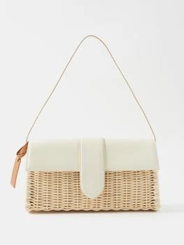 推荐Bambino large wicker and leather shoulder bag商品