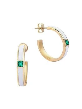 Sim and Roz | Vortex Disc 14K Yellow Gold, Emerald, & Enamel Hoop Earrings,商家Saks Fifth Avenue,价格¥18800