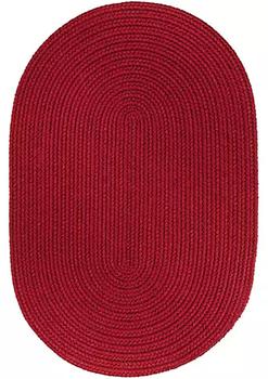 商品Rhody Rug | Solid 100% Polypropylene 8X11 Oval Braided Rug - Brilliant Red,商家Belk,价格¥6186图片