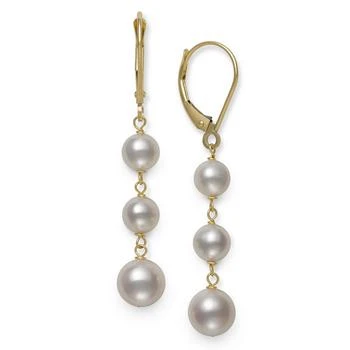 Belle de Mer | White Cultured Freshwater Pearl (5-8 mm) Leverback Earrings in 14k Yellow Gold. Also available in black, pink, white pink lavender multi and white gray black multi. 独家减免邮费