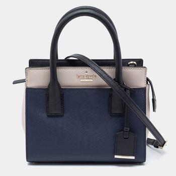 Kate Spade托特包, [二手商品] Kate Spade | Kate Spade Navy Blue/Off White Saffiano Leather Cameron Street Colorblock Tote商品图片 9.1折
