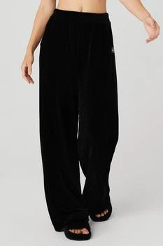 Alo | Chenille High-Waist Wide Leg Chalet Pant - Black 满1件减$4.40, 满一件减$4.4