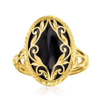 商品Ross-Simons | Ross-Simons Black Onyx Scroll Ring in 14kt Yellow Gold,商家Premium Outlets,价格¥2506图片