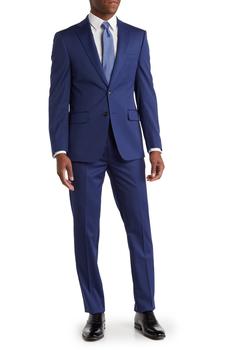 商品Mabry Blue Sharkskin Two Button Notch Lapel Slim Fit Suit图片
