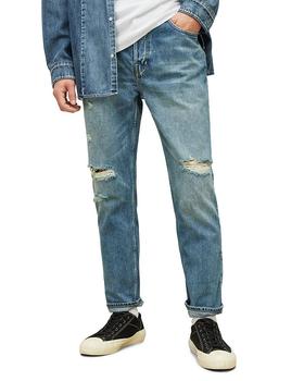product Jack Straight Slim Fit Damaged Jeans in Mid Indigo image