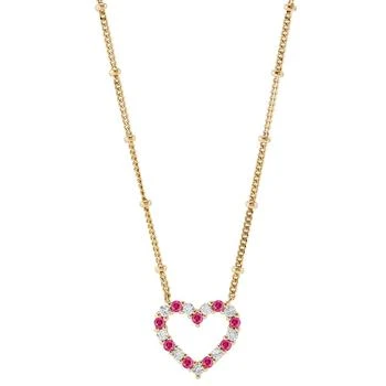 Macy's | Lab-Created Ruby (1/4 ct. t.w.) & Lab-Created White Sapphire (1/4 ct. t.w.) Heart Pendant Necklace in 14k Gold-Plated Sterling Silver, 16" + 2" extender,商家Macy's,价格¥1487