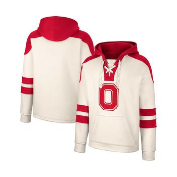 Colosseum | Men's Cream Ohio State Buckeyes Lace-Up 4.0 Vintage-Like Pullover Hoodie商品图片,