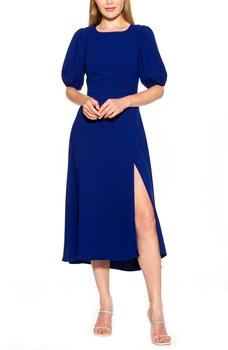 推荐Blaire Bubble Sleeve Back Cutout Midi Dress商品