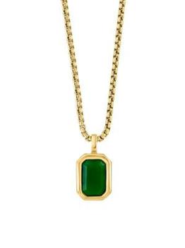 商品Effy | 14K Goldplated Sterling Silver & Jade Pendant,商家Saks OFF 5TH,价格¥2628图片