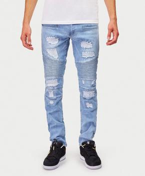 Reason Clothing | Charles Destroyed Light Wash Moto Jeans商品图片,2.6折×额外8折, 额外八折