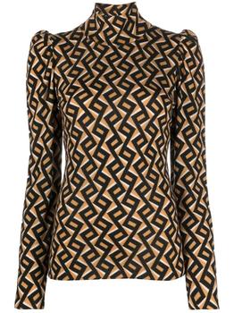 Diane von Furstenberg | New Tanner Mock Neck Wool Sweater In Zig Zag Camel商品图片,5.4折