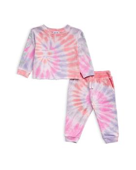 商品Girls' Heart Foil Tie Dye Sweatshirt & Jogger Pants - Baby图片