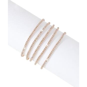商品Women's 14K Gold-Tone Plated Crystal Stretch Bracelet Set, 2 pieces图片