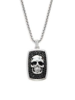 Effy | Sterling Silver & Black Spinel Skull Pendant Necklace商品图片,3折, 满$150享7.5折, 满折