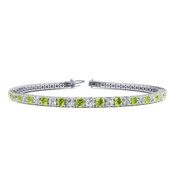 SSELECTS | 3 1/2 Carat Peridot And Diamond Tennis Bracelet In 14 Karat White Gold, 8 Inches,商家Premium Outlets,价格¥14510