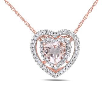 商品Julianna B | Morganite and Diamond Double Heart Halo Necklace,商家Lord & Taylor,价格¥6848图片
