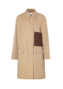 时尚burberry大衣女装, Burberry | Monogram leather detail cotton gabardine car coat商品图片 