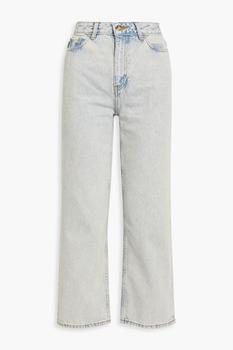 推荐Bleached high-rise straight-leg jeans商品