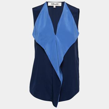 推荐Diane von Furstenberg Blue Silk Sleeveless Top XS商品