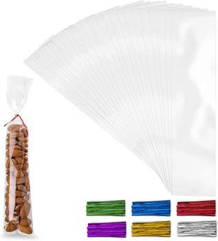 2x10 Candy Treat Cellophane Bags with Ties For Goodie Bags (200 Pack)