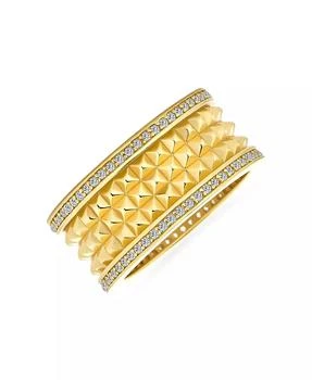 Bling Jewelry | Modern Geometric CZ Accent Statement Spike Wide Band Fashion Ring for Women Matte Gold Plated .925 Sterling Silver,商家Macy's,价格¥381