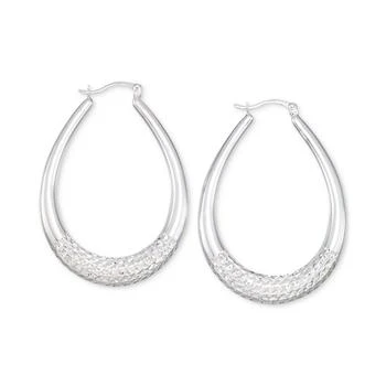 Macy's | Large Patterned Teardrop Shape Hoop Earrings in 14K White Gold Over Sterling Silver,商家Macy's,价格¥1487