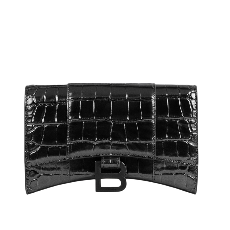 巴黎世家沙漏包, Balenciaga | Balenciaga/巴黎世家 新款HOURGLASS系列 女士迷你黑色鳄鱼压纹小牛皮黑扣单肩斜挎沙漏型钱包6560501LR671000商品图片 8.6折, 包邮包税