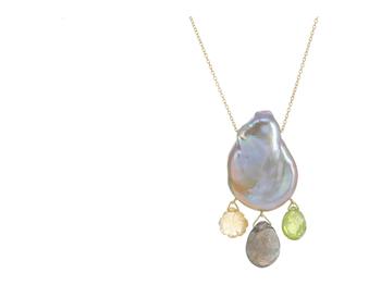 Chan Luu是什么牌子, Chan Luu | Pearl and Stone Drop Necklace商品图片 5.9折