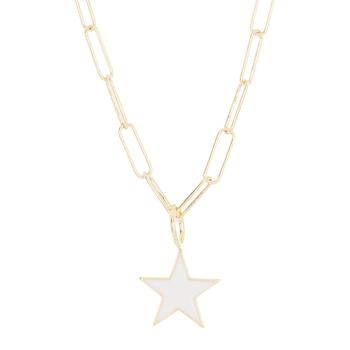 ADORNIA | Adornia White Enamel Star Pendant Necklace Gold Vermeil .925 Sterling Silver商品图片,2.1折