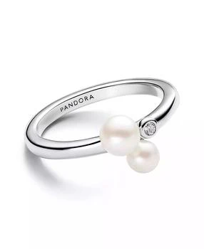 PANDORA | Sterling Silver Timeless Duo Treated Freshwater Cultured Pearls Ring,商家Macy's,价格¥498