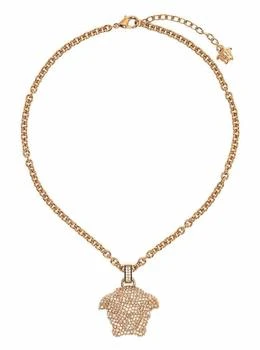 推荐Necklace with Crystal Embellished Medusa Pendant in Gold-Tone Brass Woman商品