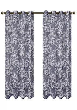 商品Regal Home | Regal Home 2 Pack: Regal Home Semi Sheer Grommet Top Paisley Curtains - 52 in. W x 84 in. L, Ink Blue,商家Belk,价格¥150图片