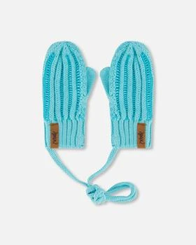 Deux par Deux | Knit Mittens With Cord Turquoise,商家Premium Outlets,价格¥172